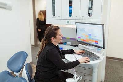 Staff looking at patient scans